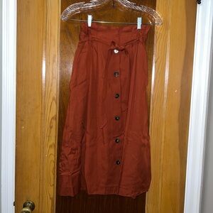 Sezane Terracotta Button-Front Skirt